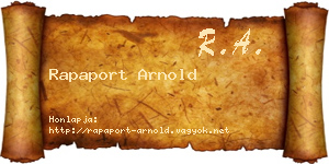 Rapaport Arnold névjegykártya